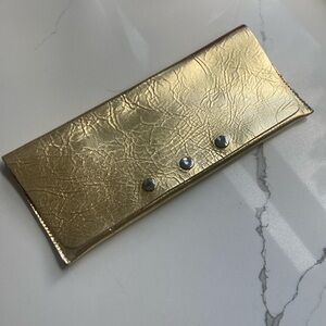 Gold Metallic Leather Clutch